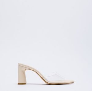Zara Wide Heeled Vinyl Sandals 9